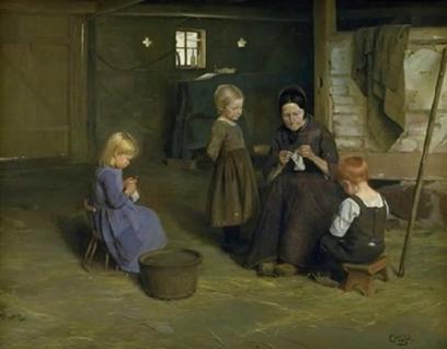En time i strikning. Malet af Otto Haslund. Statens Museum for Kunst.